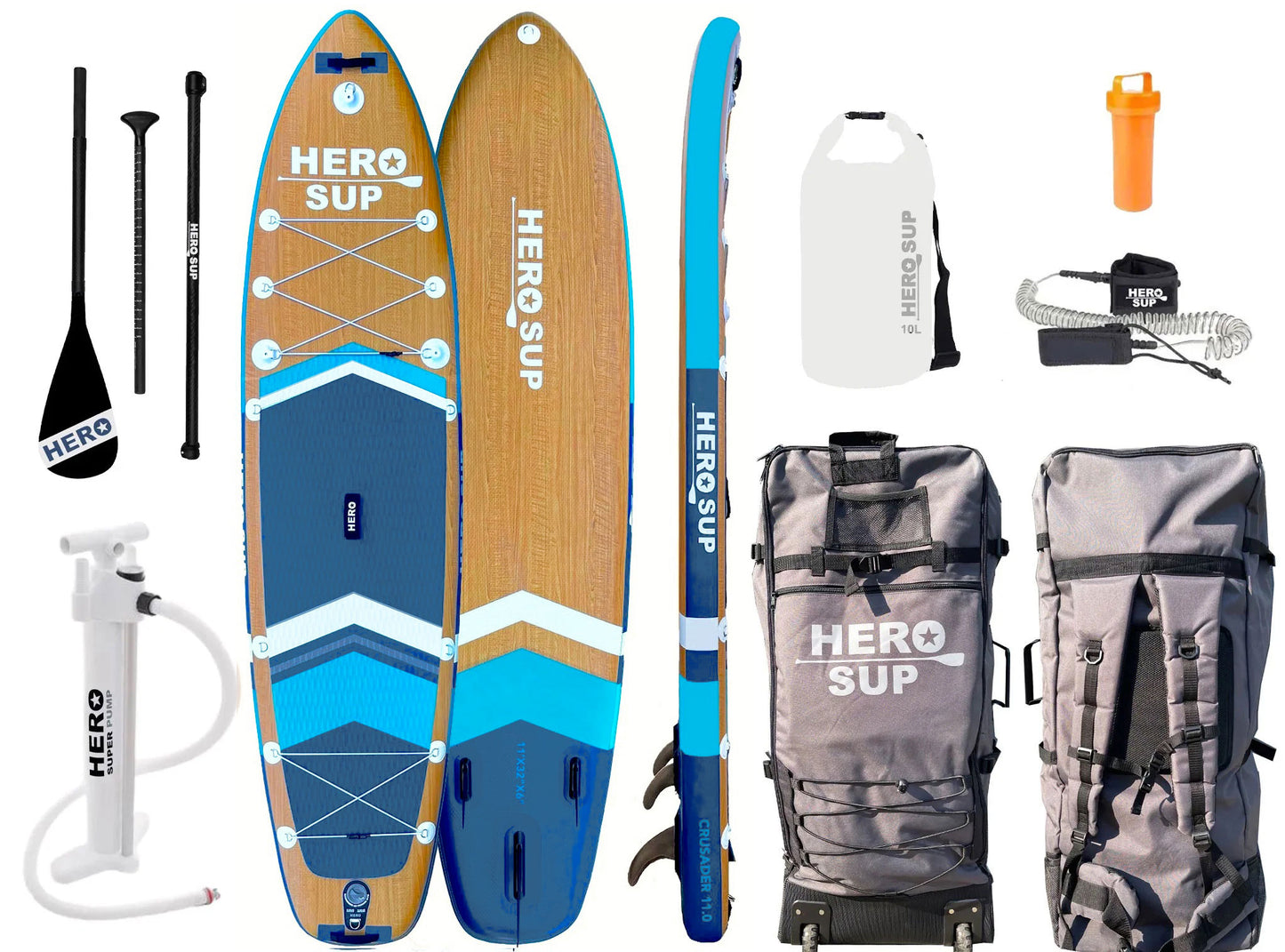 Hero SUP All-Around 11' Crusader Inflatable Stand-Up Paddle Board