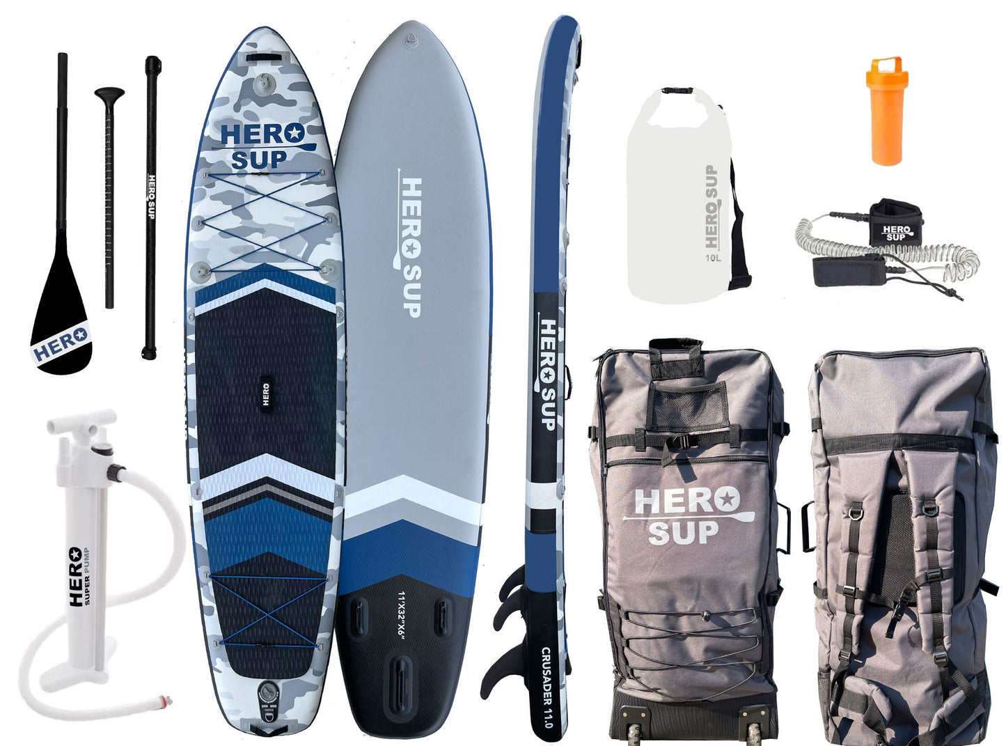Hero SUP All-Around 11' Crusader Inflatable Stand-Up Paddle Board