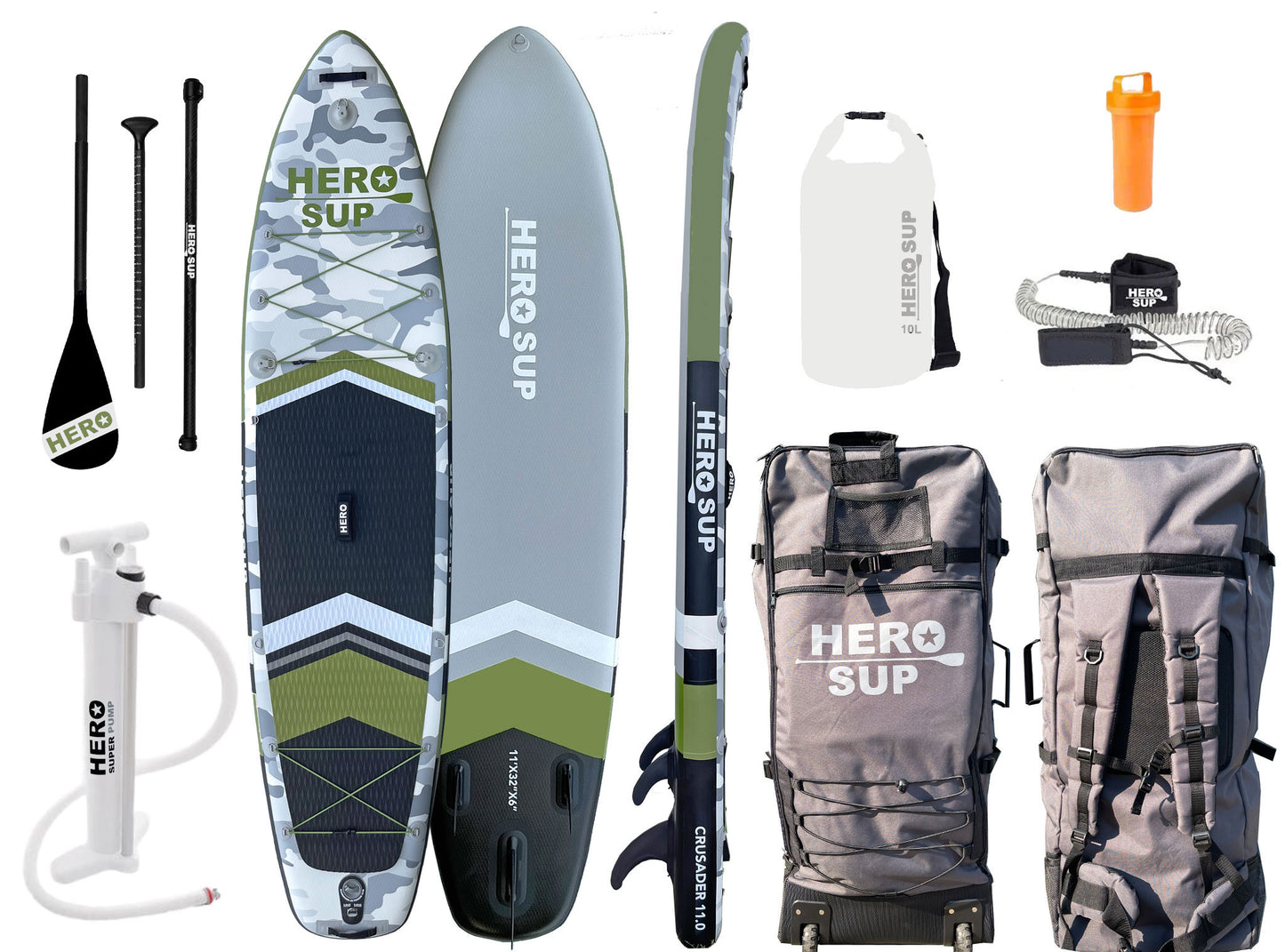 Hero SUP All-Around 11' Crusader Inflatable Stand-Up Paddle Board