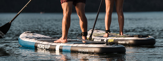 Hero SUP inflatable SUP Crusader paddleboarding muscles